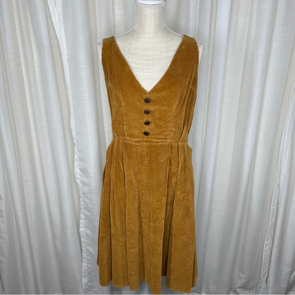 Vintage Dresses & Skirts - Vintage Carmel tan corduroy fit n flare dress